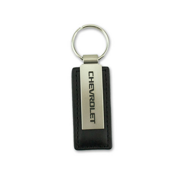 CHEVROLET EV METAL AND LEATHER KEYCHAIN