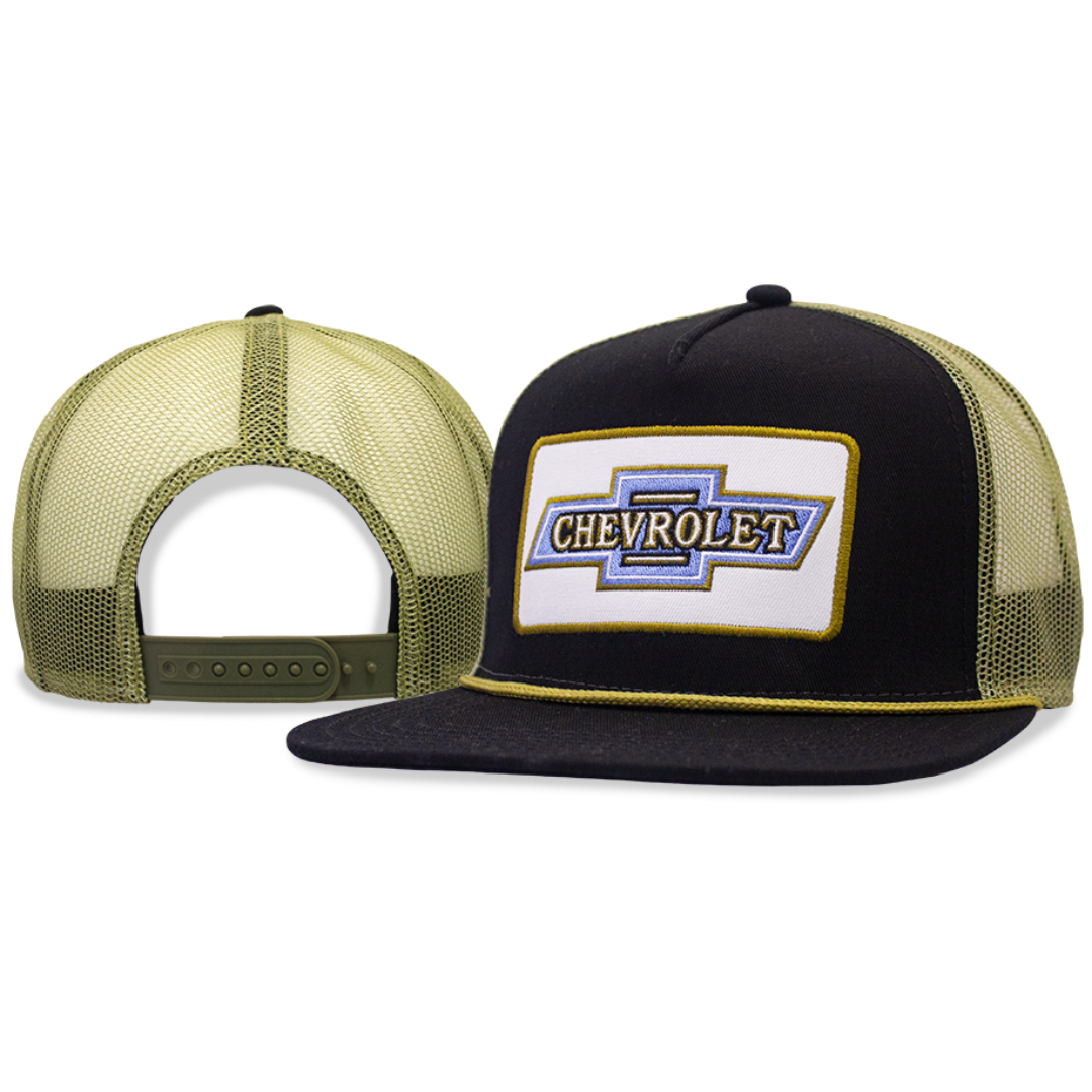 Chevrolet Vintage Bowtie Mesh Patch Hat / Cap - Gold / Black Snapback