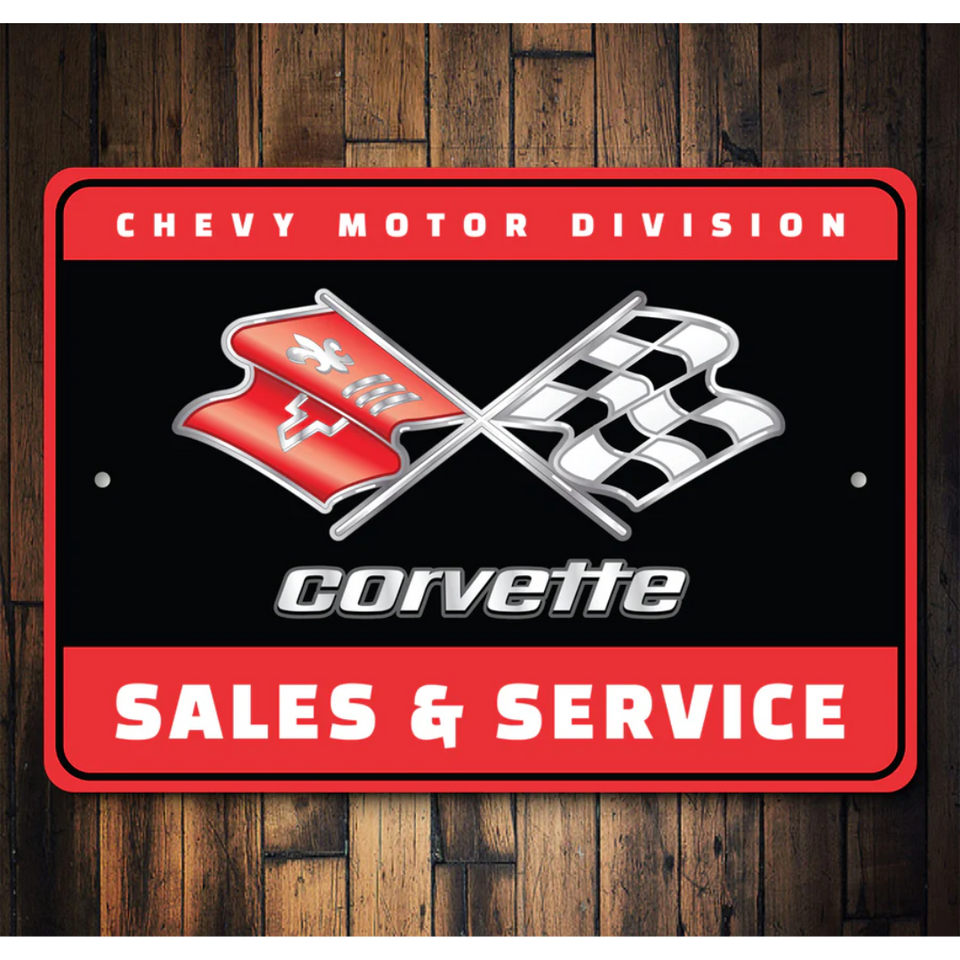Chevy Corvette Emblem Sales & Service Sign | Corvette Store Online