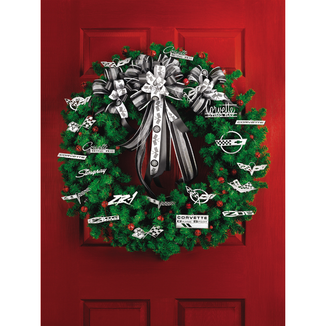 Corvette Christmas Wreath Christmas Cards - 20 cards