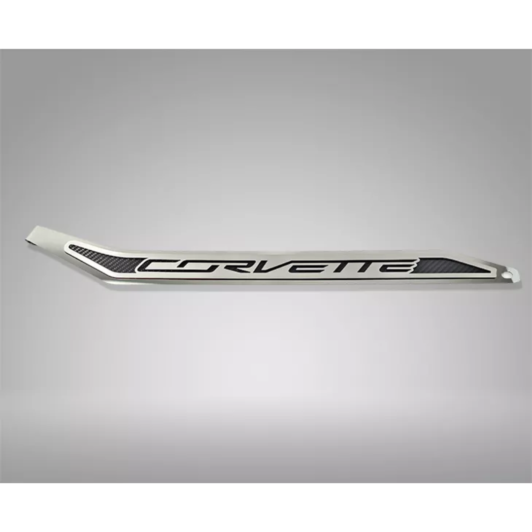 Corvette C7 Door Prop Polished/Brushed Stainless 'Stingray' w/ Choice of Carbon Fiber Inlay - Passenger Side Only