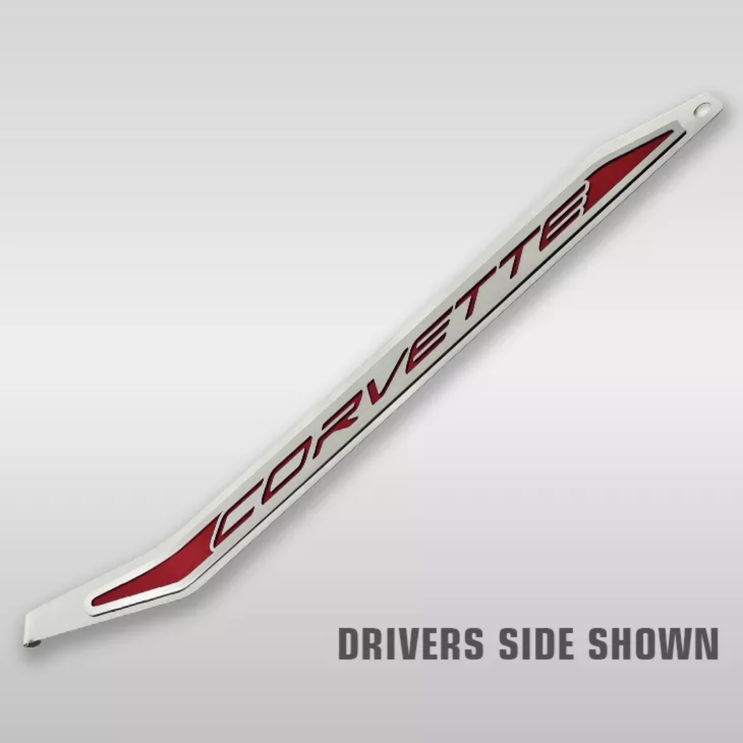 CORVETTE C8 DOOR PROP POLISHED/BRUSHED STAINLESS 'CORVETTE' - PASSENGER SIDE ONLY | CHOOSE INLAY