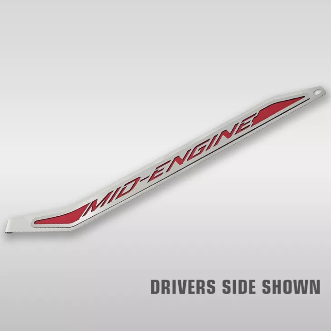 CORVETTE C8 DOOR PROP POLISHED/BRUSHED STAINLESS "MID-ENGINE" - PASSENGER SIDE ONLY | CHOOSE INLAY