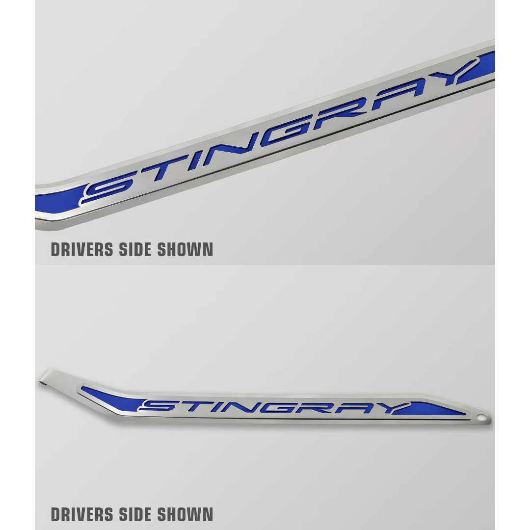 CORVETTE C8 DOOR PROP POLISHED/BRUSHED STAINLESS "STINGRAY" - PASSENGER SIDE ONLY | CHOOSE INLAY
