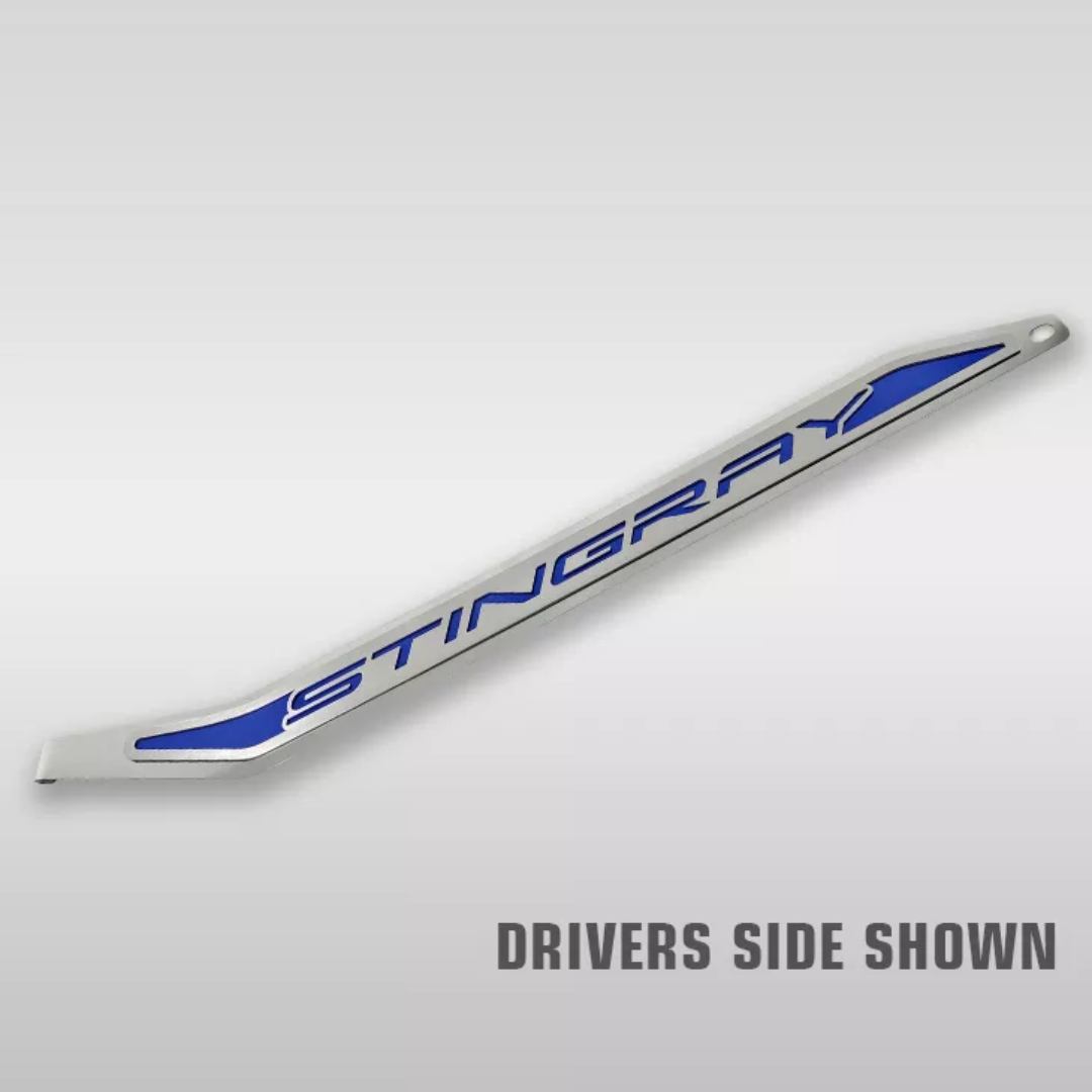 CORVETTE C8 DOOR PROP POLISHED/BRUSHED STAINLESS "STINGRAY" - PASSENGER SIDE ONLY | CHOOSE INLAY