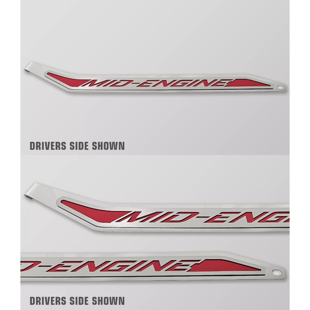 CORVETTE C8 DOOR PROP POLISHED/BRUSHED STAINLESS "MID-ENGINE" - PASSENGER SIDE ONLY | CHOOSE INLAY