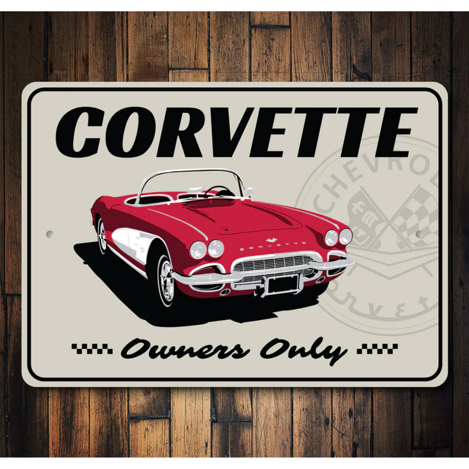 Corvette Sign Without Label Corvette Owners Only Badge Aluminum Sign | Corvette Store Online