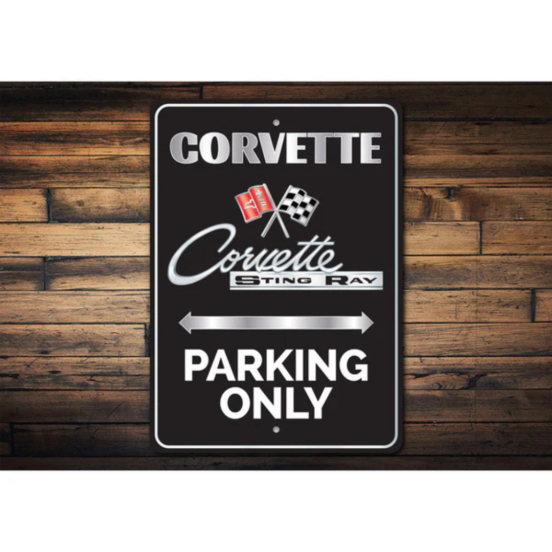 Corvette Sting Ray Parking Only Round Sign