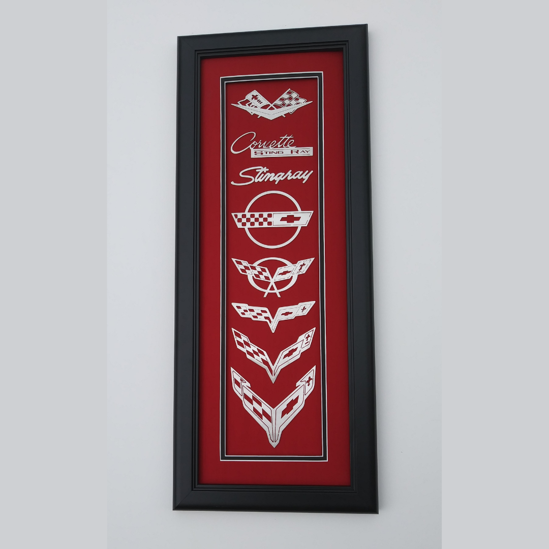 Corvette C1- C8 Next Generation Emblems Shadowbox