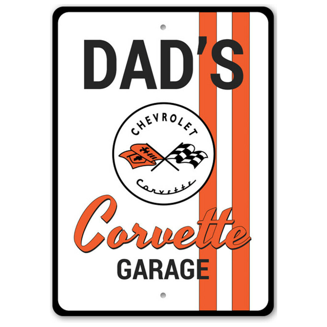 Dad's C1 Chevy Corvette Garage - Aluminum Sign
