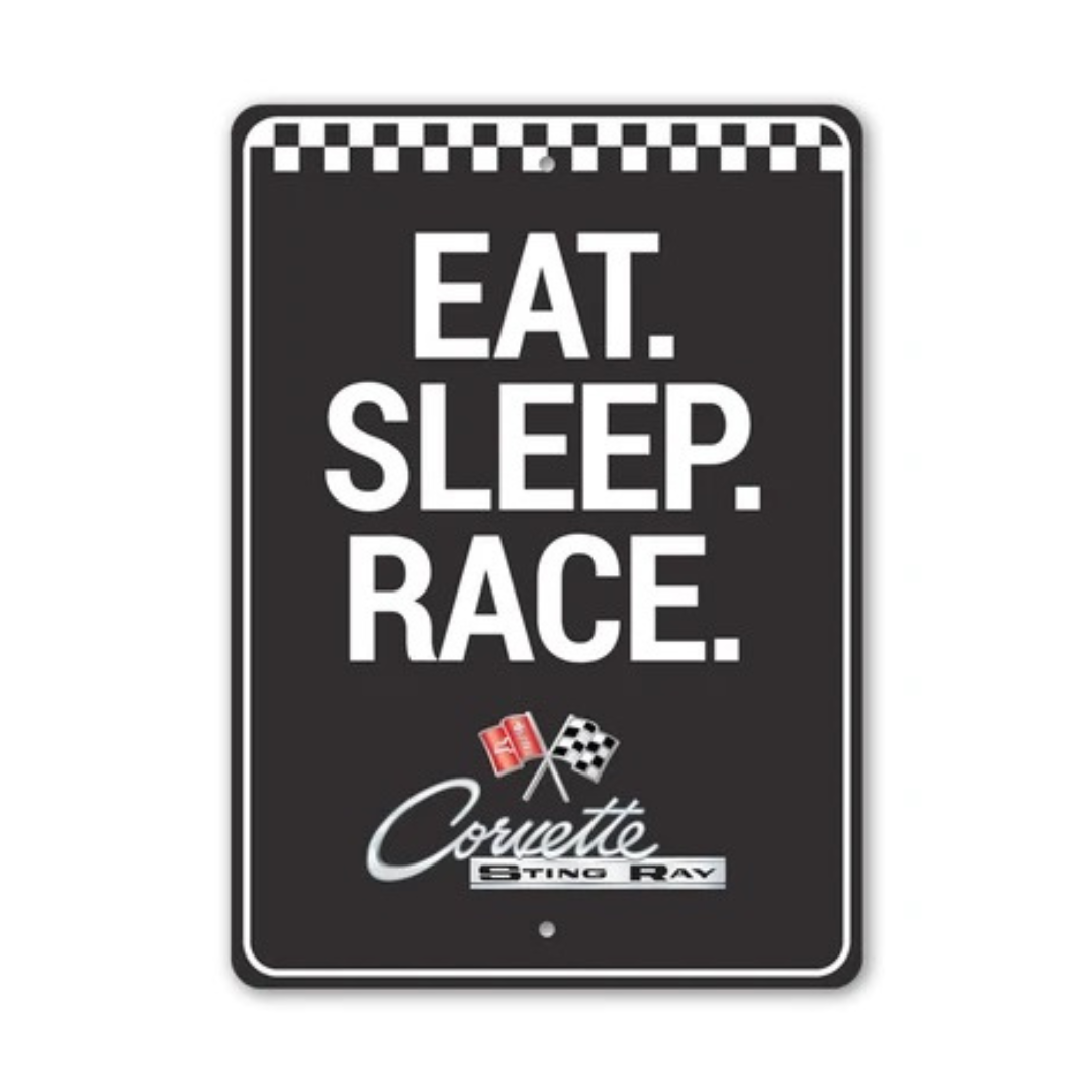 C2 Corvette Sting Ray Eat Sleep Race - Aluminum Sign