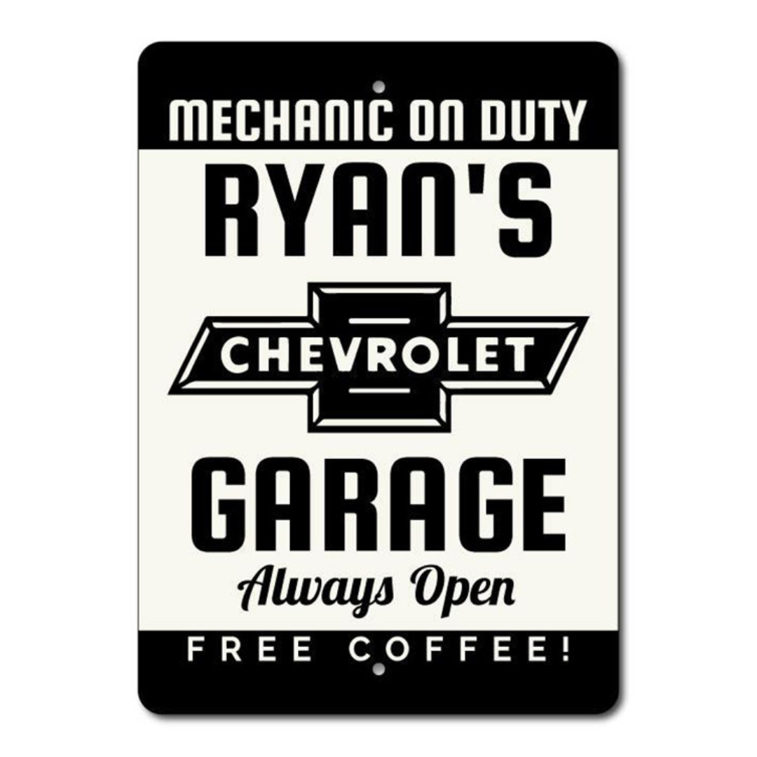 Personalized Chevy Garage - Aluminum Sign