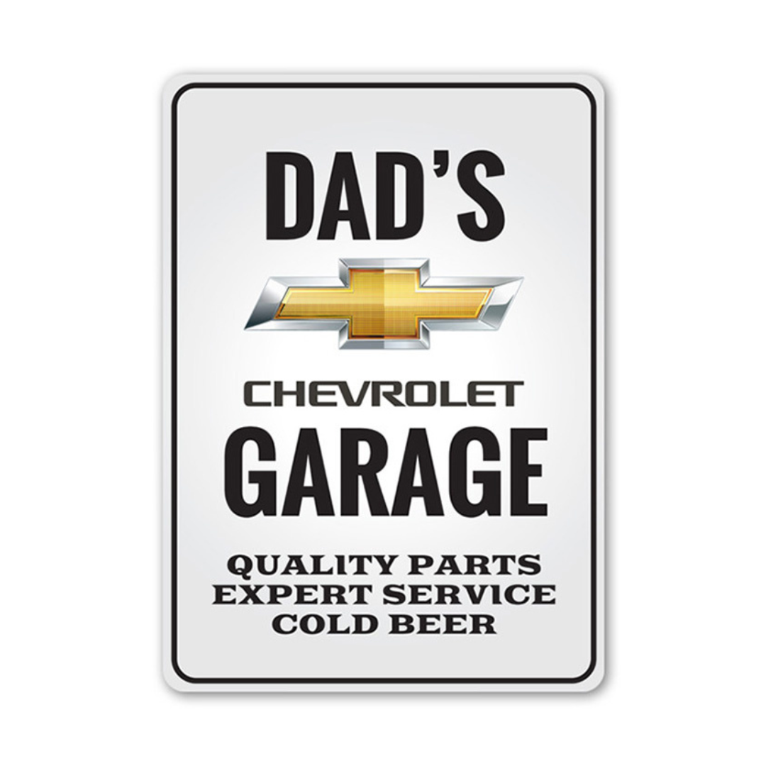 Personalized Dad's Chevrolet Garage - Aluminum Sign