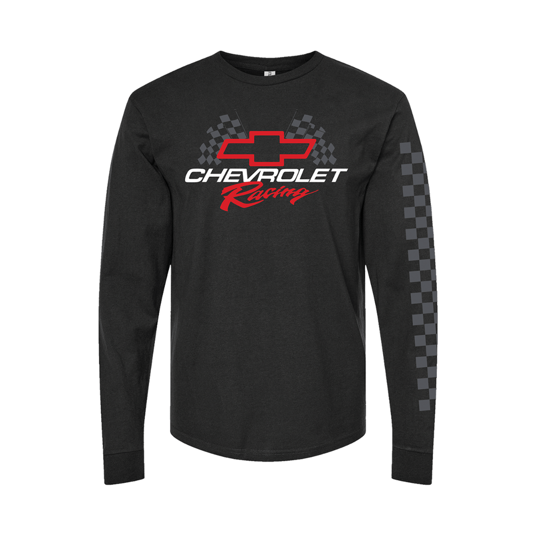 Chevy Racing Checkered Flag Long Sleeve T-Shirt
