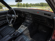 C3 Corvette Coverking custom dash cover with embroidered C3 crossed flags emblem