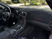 C6 Corvette Coverking custom dash cover with embroidered red Corvette lettering
