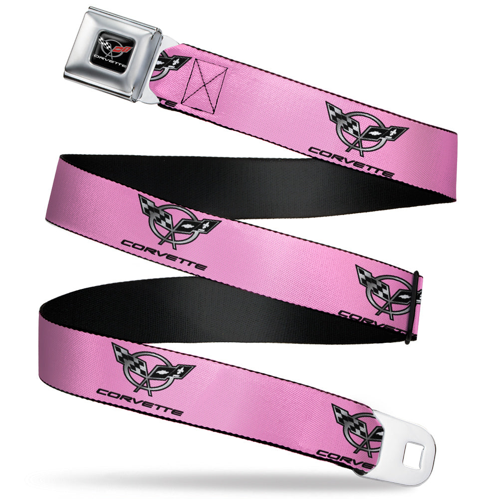 Corvette C5 Crossed Flags Logo Seatbelt Belt - Pink