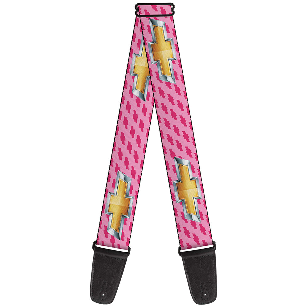 Chevy Gold Bowtie Pink Guitar Strap