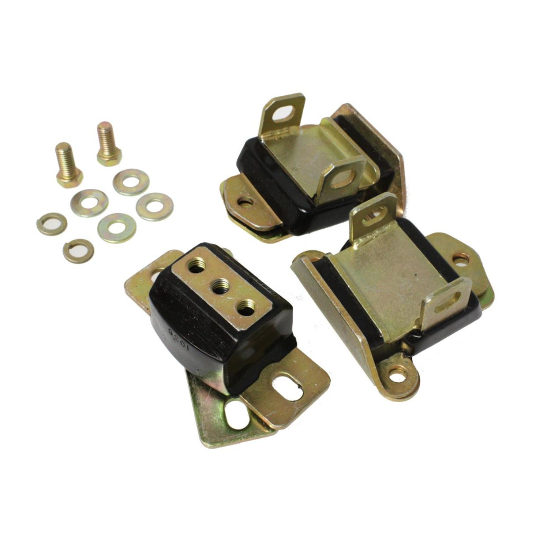 1963-1982 Corvette Energy Suspension Zinc Plated Early Engine Mount Complete Set - Black