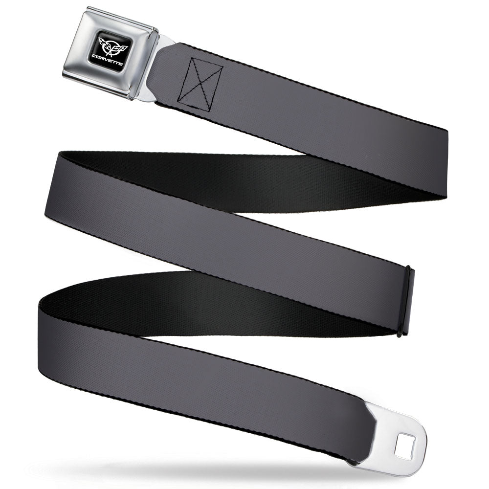 Corvette C5 Crossed Flags Logo Seatbelt Belt - Charcoal Webbing