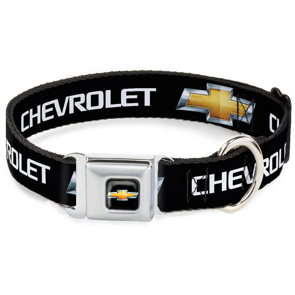 Chevy Bowtie Black & Gold Seatbelt Buckle Collar