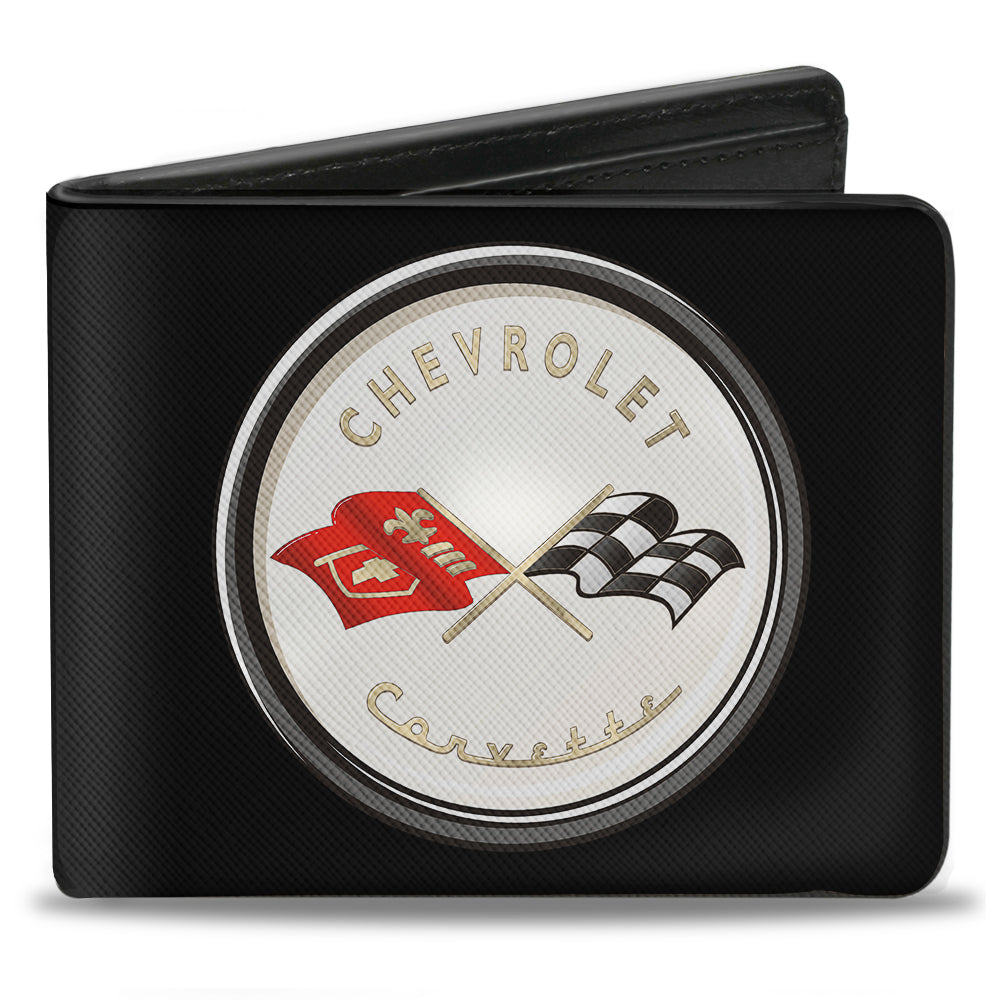 Corvette C1 Flags Emblem Bi-Fold Wallet - Black