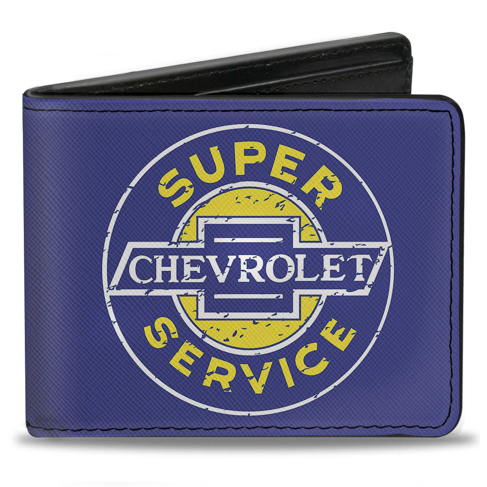 Chevrolet Super Service Logo Blue & Yellow Bi-Fold Wallet