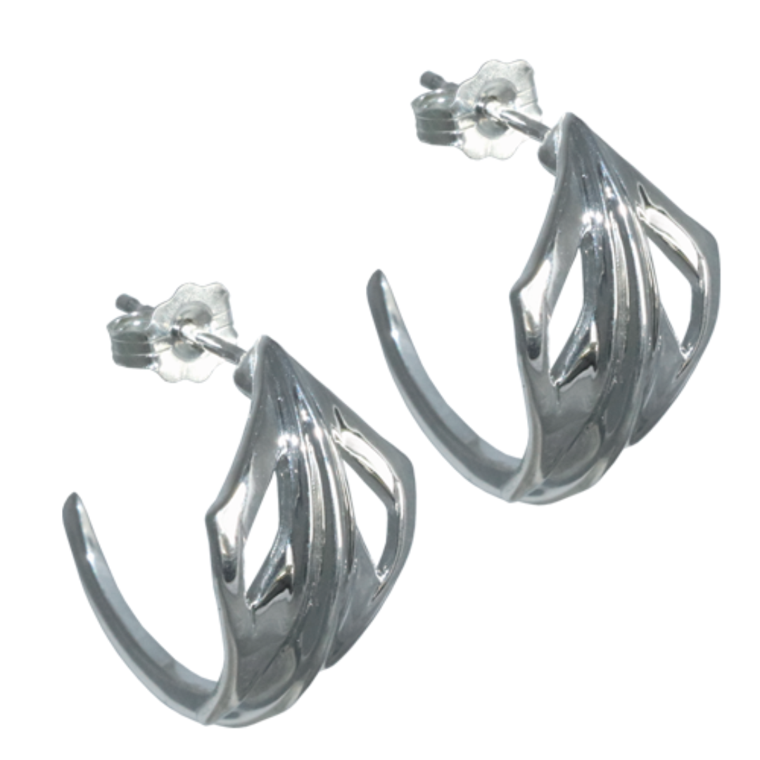 C8 Corvette E-Ray Hoop Earrings - Sterling Silver