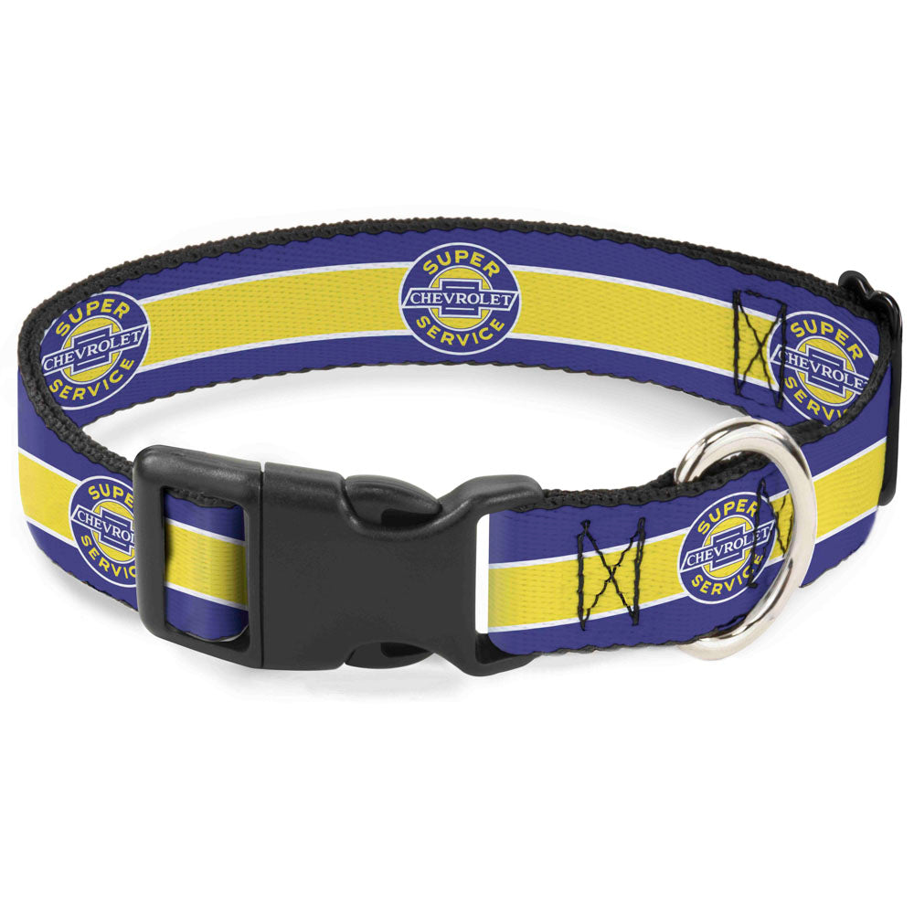 Chevrolet Super Service Logo Striped Blue & Yellow Plastic Clip Collar