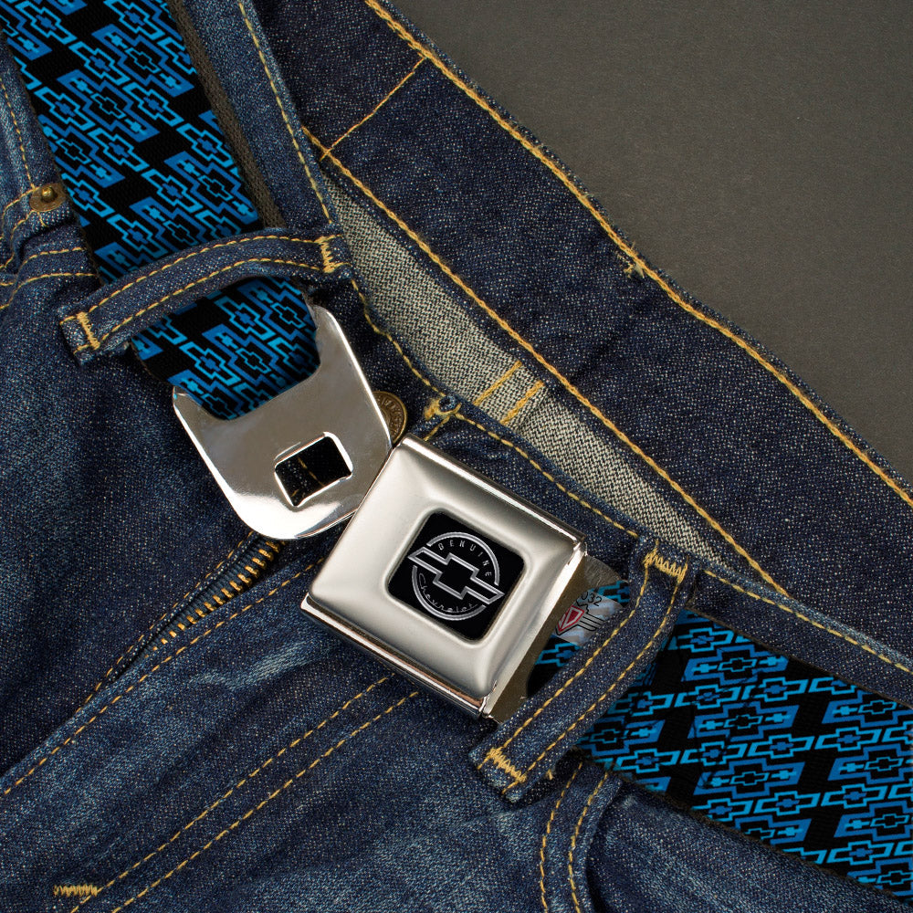 Retro Chevy Bowtie Monogram Black & Blues Seatbelt Belt