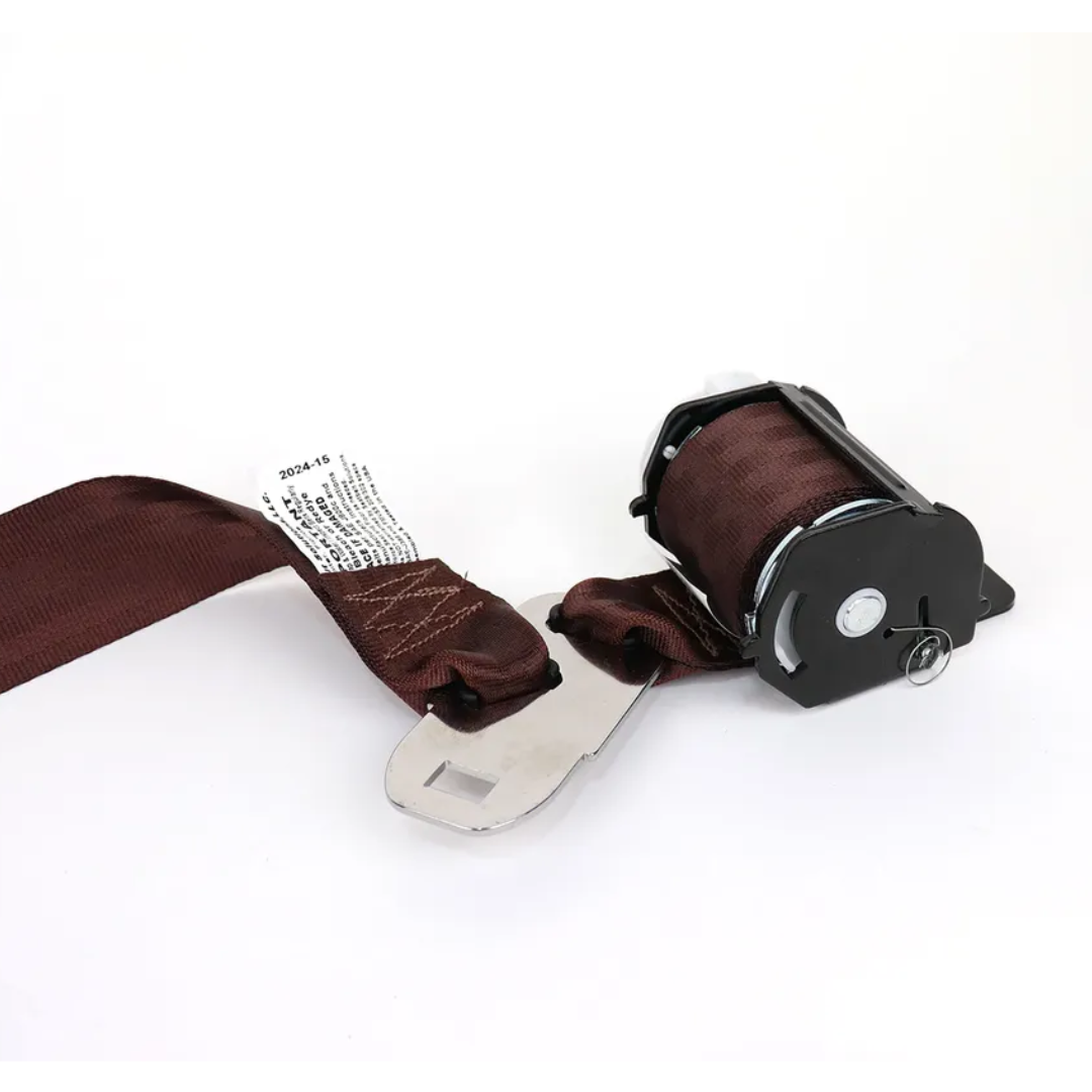 C3 1976-1977 Corvette Lap & Shoulder Coupe Seat Belts - Dual Retractor - Dark Brown - CA