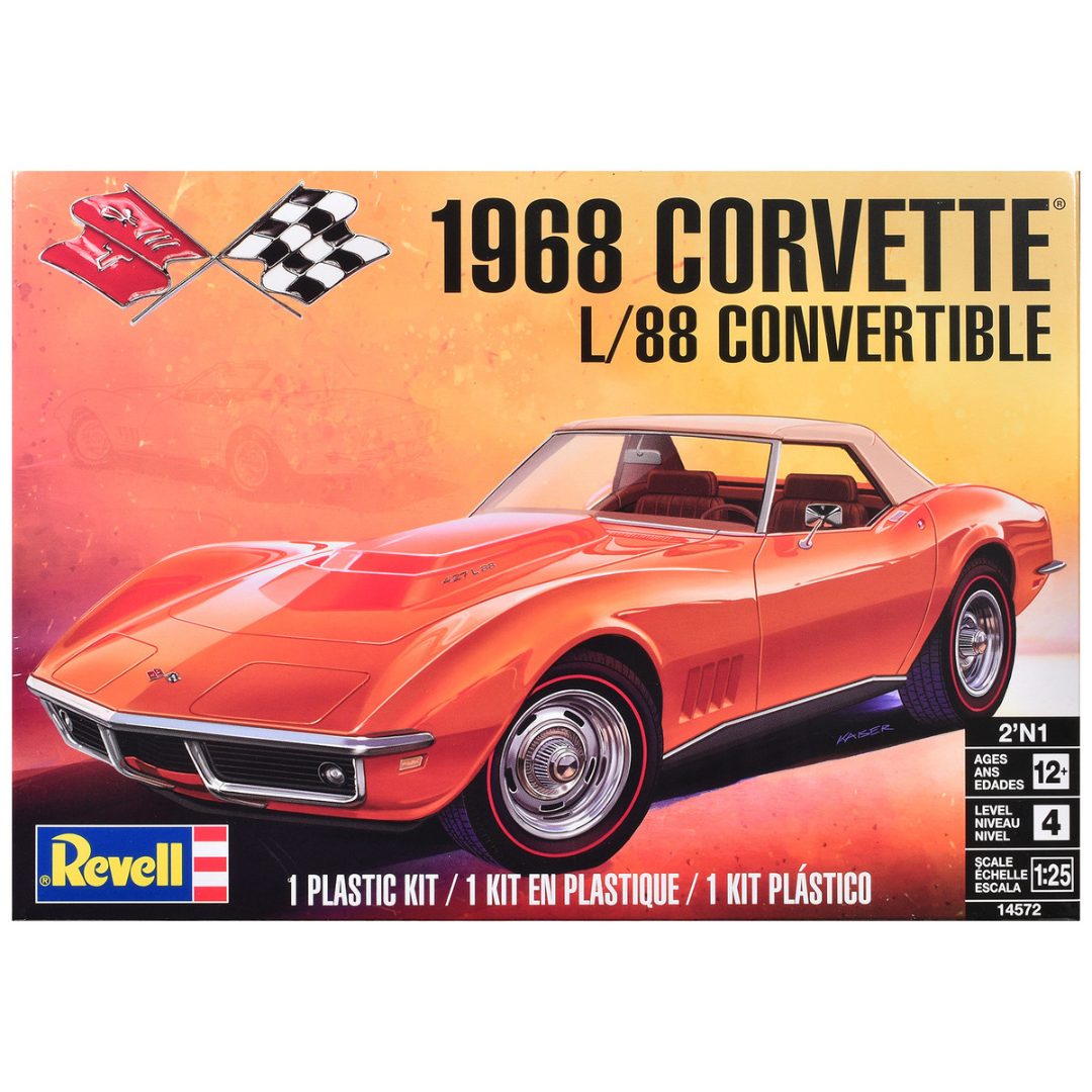 Level 4 Model Kit 1968 Chevrolet Corvette L/88 Convertible 2-in-1 1/25 Scale Model