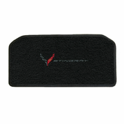 2020-2027 C8 Corvette Lloyd Luxe Frunk Mat - Black flags beside Stingray word (Lloyd 819405)