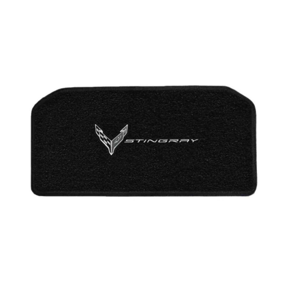 2020-2027 C8 Corvette Lloyd Luxe Frunk Mat - Monochromatic flags beside Stingray word (Lloyd 819407)