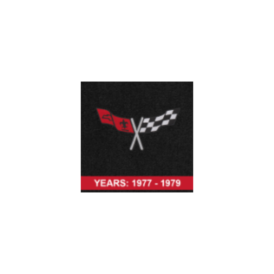 LLOYD Classic Loop Floor Mats For 1968-1982 C3 Corvette - Black With Silver Logo, 2-Piece Set