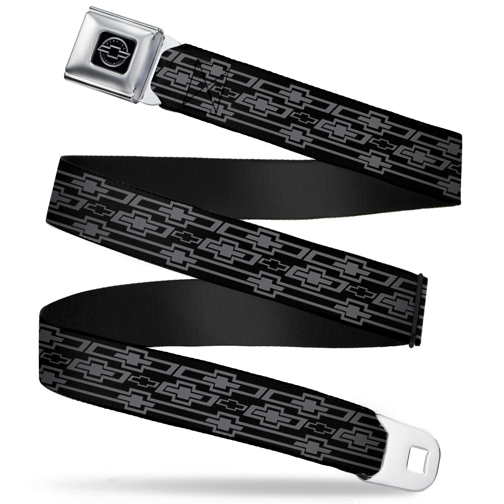 Retro Chevy Bowtie Monogram Black & Gray Seatbelt Belt