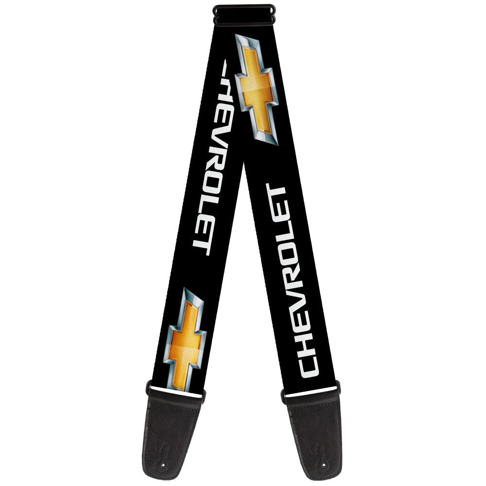 Chevy Bowtie Black & Gold Guitar Strap