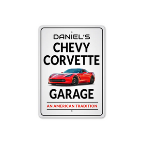 Personalized Chevy Corvette Garage Sign - Aluminum Sign