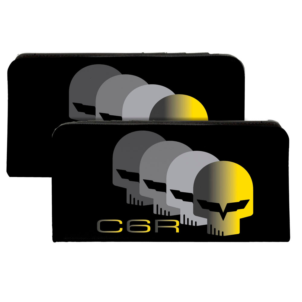 C6 Corvette Racing with Skull Repeat Black Yellow Silver Canvas Snap ...