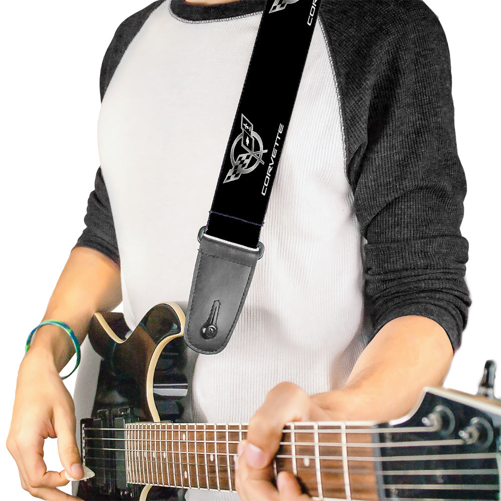 Corvette C5 Crossed Flags Logo - Guitar Strap
