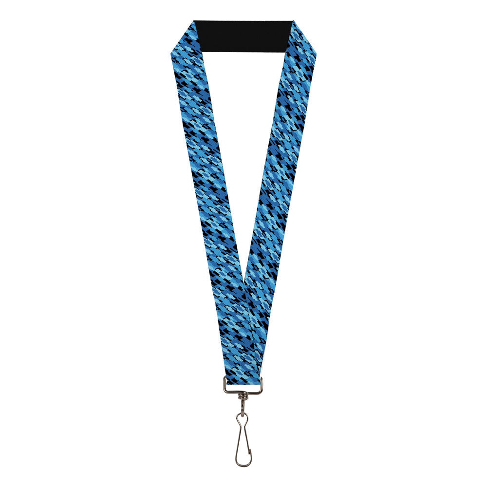 Diagonal Retro Chevy Bowtie Stacked Black & Blue Lanyard - 1.0"