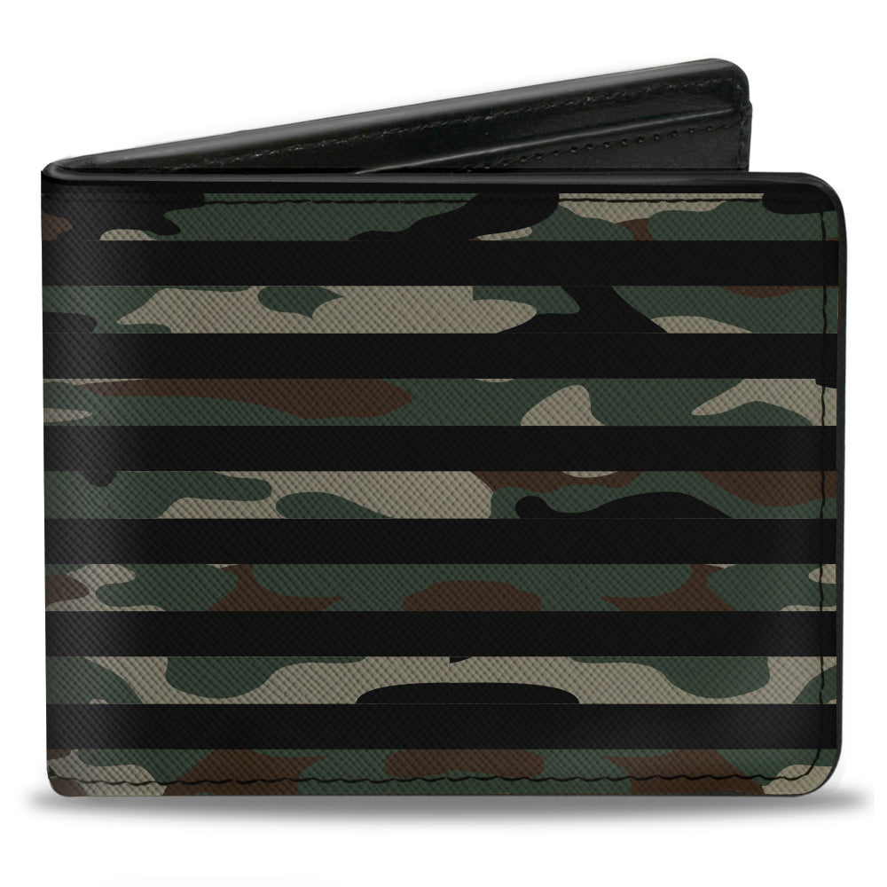 Chevrolet Bowtie American Flag Weathered Camo Olive & Black Bi-Fold Wallet