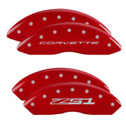 Corvette C8 Wordmark Front / Z51 Style 2 Rear, Red - C8 Corvette 4-Piece MGP Brake Caliper Covers