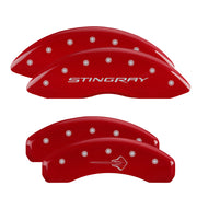 C7 Stingray Script Front / Stingray Emblem Rear, Red - C7 Corvette Stingray MGP Brake Caliper Covers
