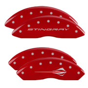 STINGRAY Wordmark Front / Stingray Emblem Rear, Red - C8 Corvette 4-Piece MGP Brake Caliper Covers