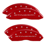 STINGRAY Wordmark C8, Red - C8 Corvette 4-Piece MGP Brake Caliper Covers