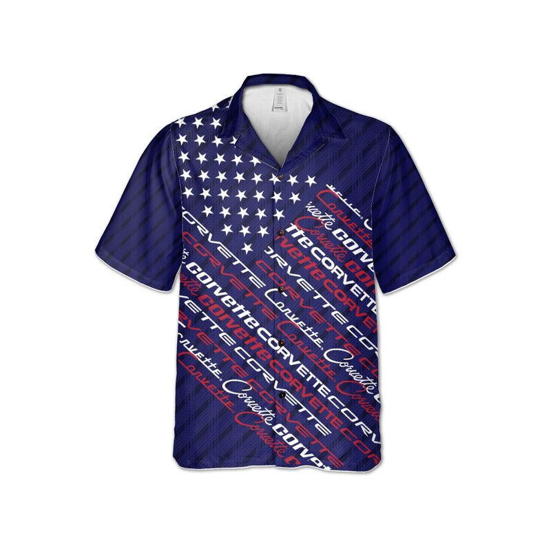 Corvette Generations Hawaiian Shirt - Navy Flag Stripes