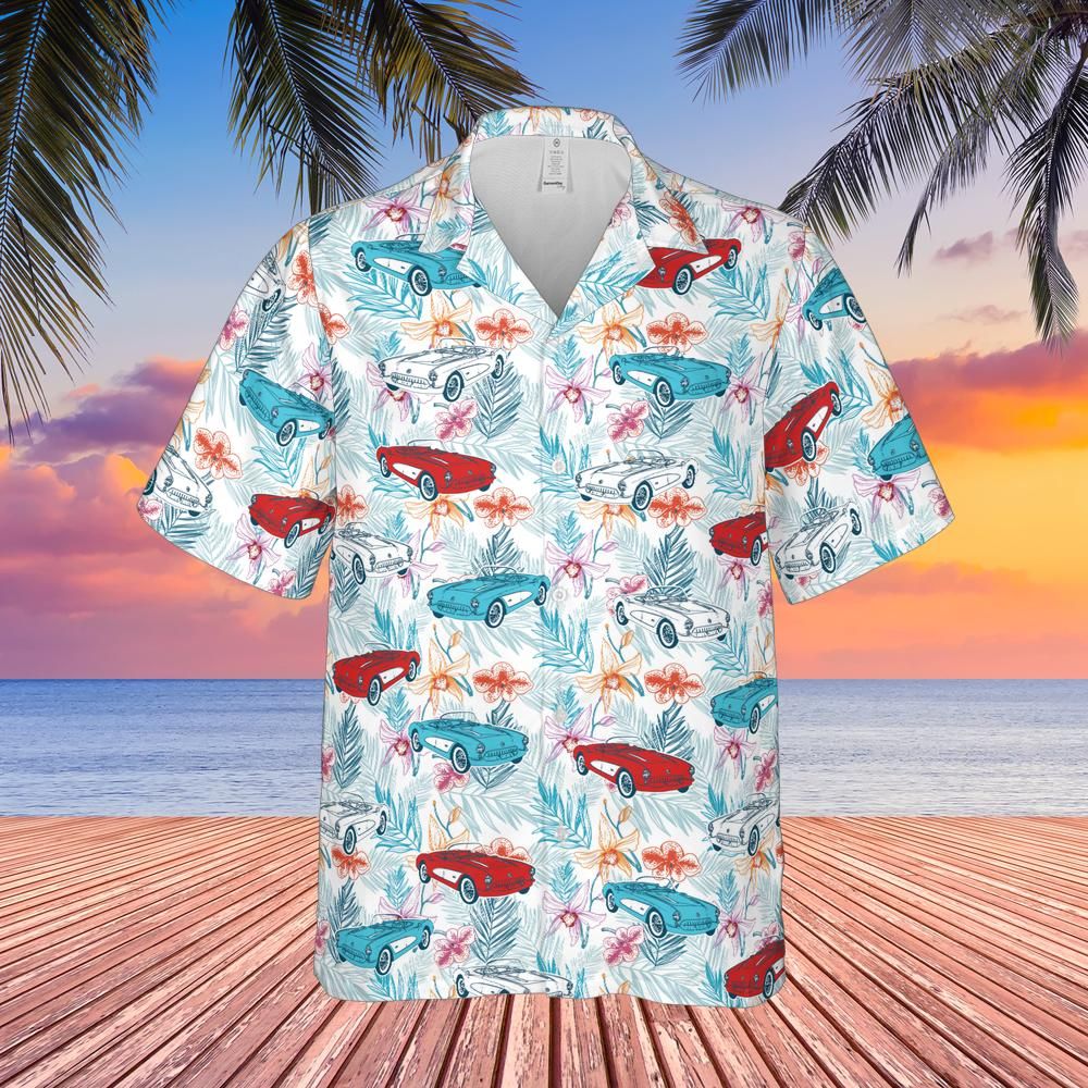 C1 Corvette Men's Red White & Blue Hawaiian Shirt