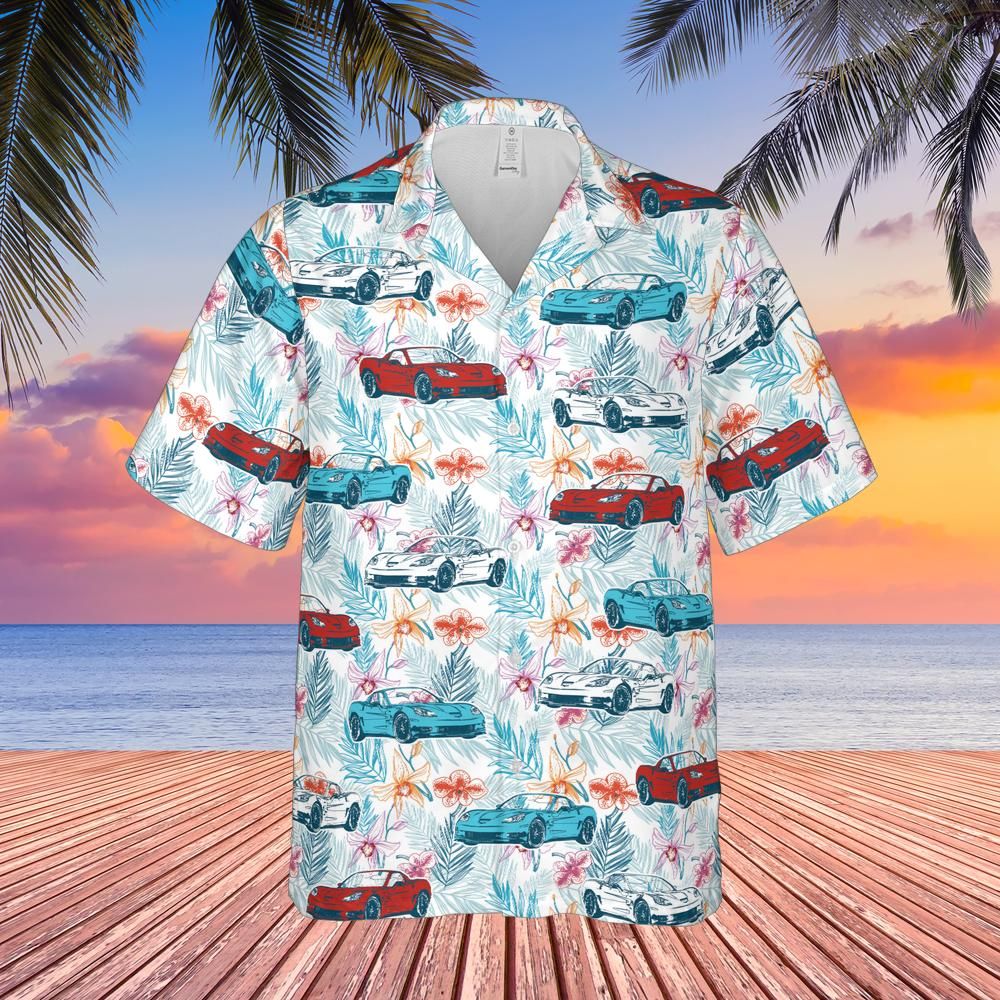 C6 Corvette Men's Red White & Blue Hawaiian Shirt