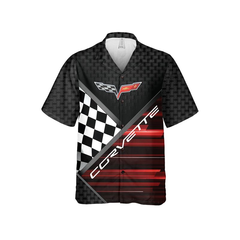 C6 Corvette Flag Logo Racing Design Men's Hawaiian Shirt